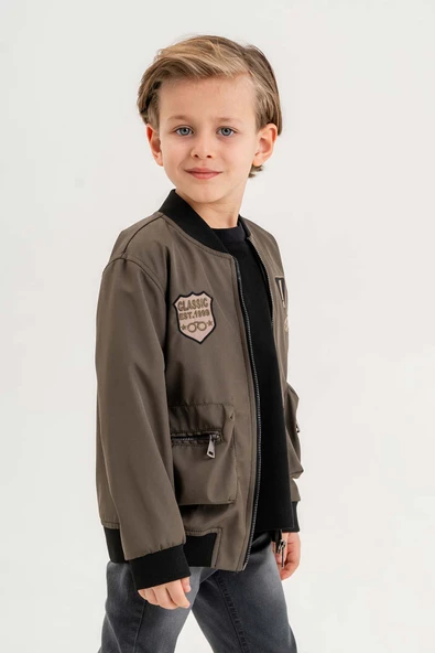 Balon Cepli Su Geçirmez Fermuarlı Astarlı Erkek Çocuk Ceket - Resim 3