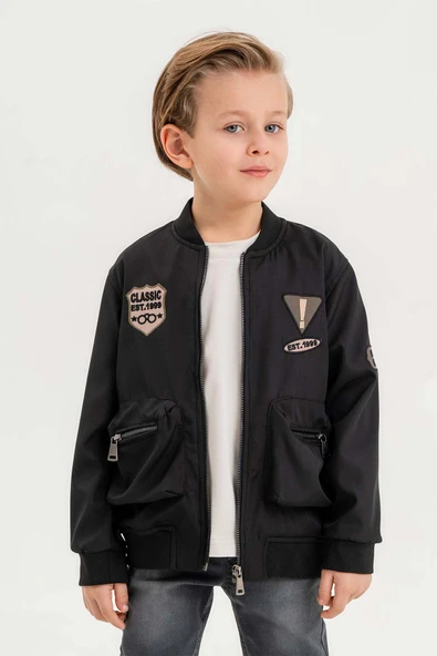 Balon Cepli Su Geçirmez Fermuarlı Astarlı Erkek Çocuk Ceket - Resim 7