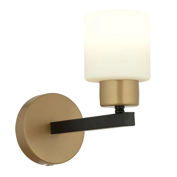 Jade Eskitme Siyah Boyalı Beyaz Camlı Duvar Lambası Yatak Odası-Banyo-Yatak Başı Aplik - Resim 3