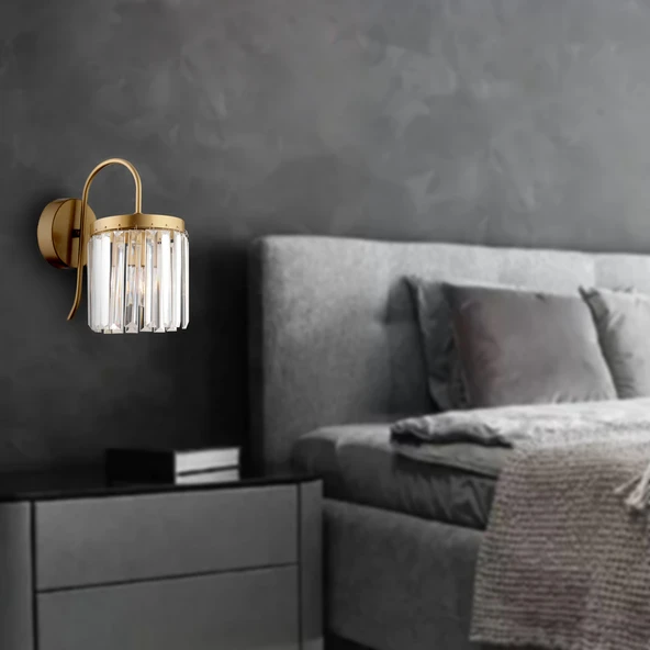 Rachel Eskitme Kristal Taşlı Duvar Lambası Yatak Odası-Yatak Başı-Salon için Aplik - Resim 3