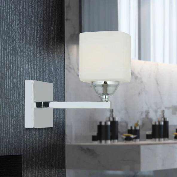 Minel Krom Kaplama Duvar Lambası Yatak Odası-Yatak Başı-Banyo İçin Modern Aplik ürün görseli 1