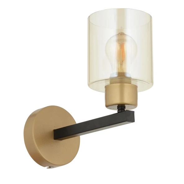 Jade Eskitme Siyah Boyalı Bal Camlı Duvar Lambası Yatak Odası-Banyo-Yatak Başı Aplik - Resim 6