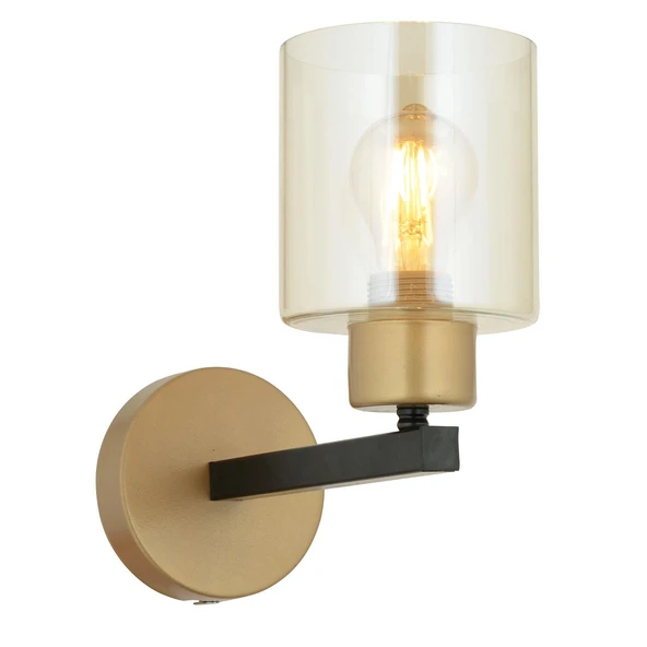 Jade Eskitme Siyah Boyalı Bal Camlı Duvar Lambası Yatak Odası-Banyo-Yatak Başı Aplik - Resim 3