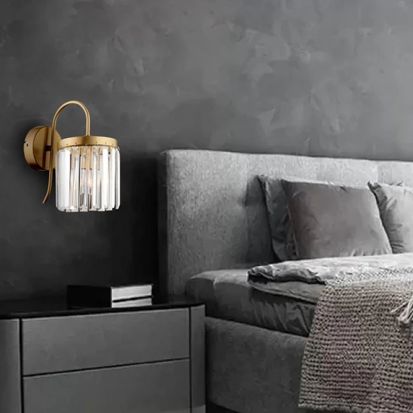 Rachel Eskitme Kristal Taşlı Duvar Lambası Yatak Odası-Yatak Başı-Salon için Aplik - Resim 2