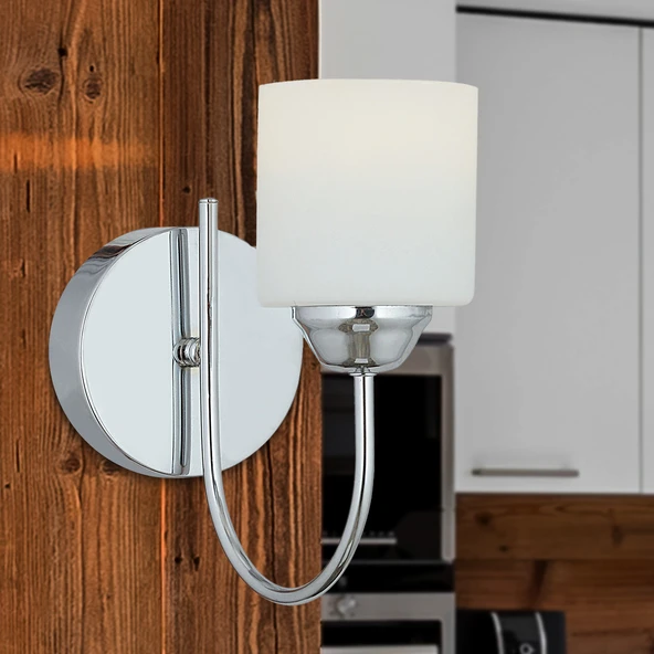 Esila Krom Kaplamalı Duvar Lambası Yatak Odası-Yatak Başı-Banyo İçin Modern Aplik - Resim 3