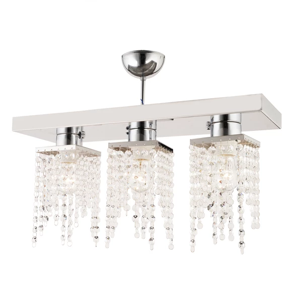 Apliqa Nikola 3Lü Krom Kristalli Taşlı Modern Tasarım Kristal Salon Avize - 3