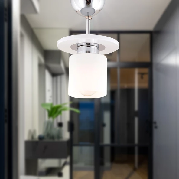 Atlas Tekli Beyaz Yuvarlak Modern Genç Odası Mutfak- Banyo Mutfak Salon Spot Avize ürün görseli 1