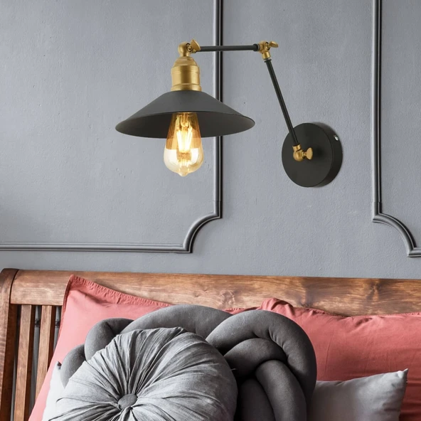 Peyma Siyah Yatak Odası-Yatak başı,Cafe,Restoran için Duvar Lambası Modern Retro Aplik - Resim 2