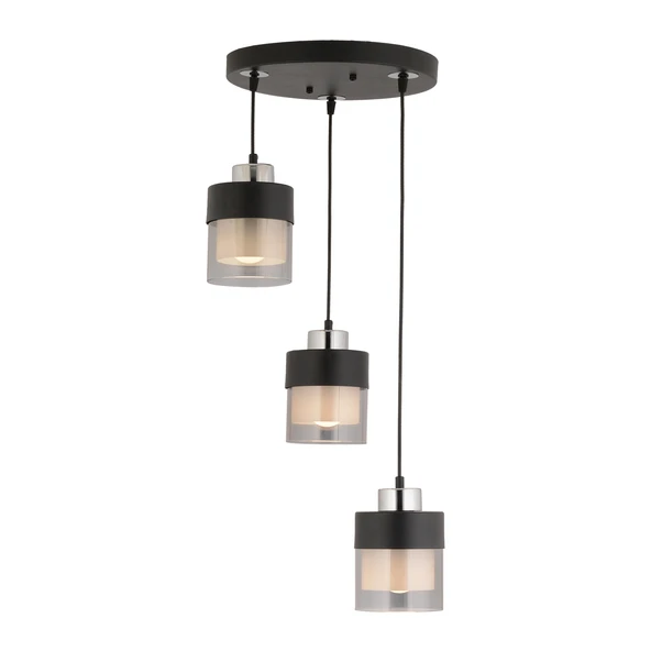 Boris 3 Lü Yuvarlak Siyah-Krom Sarkıt Modern Genç Odası Mutfak Salon Sarkıt Avize - Resim 2