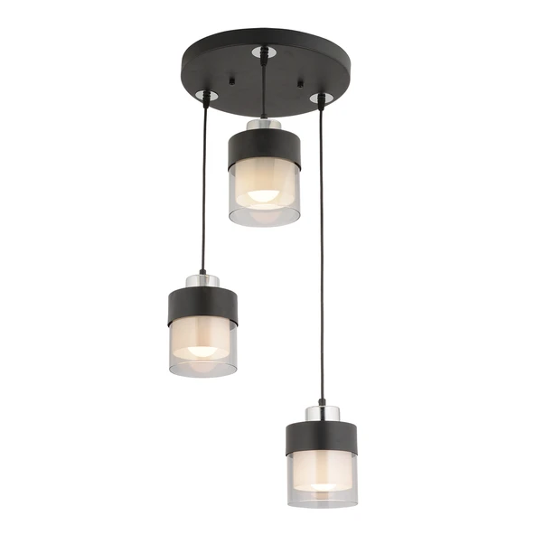 Boris 3 Lü Yuvarlak Siyah-Krom Sarkıt Modern Genç Odası Mutfak Salon Sarkıt Avize - Resim 4