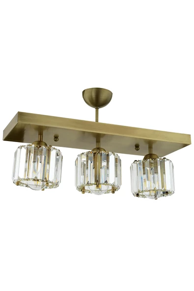 Apliqa Sabrina 3 Lü Sıralı Eskitme Plafonyer Kristalli Taşlı Modern Tasarım Kristal Salon Avize - 4