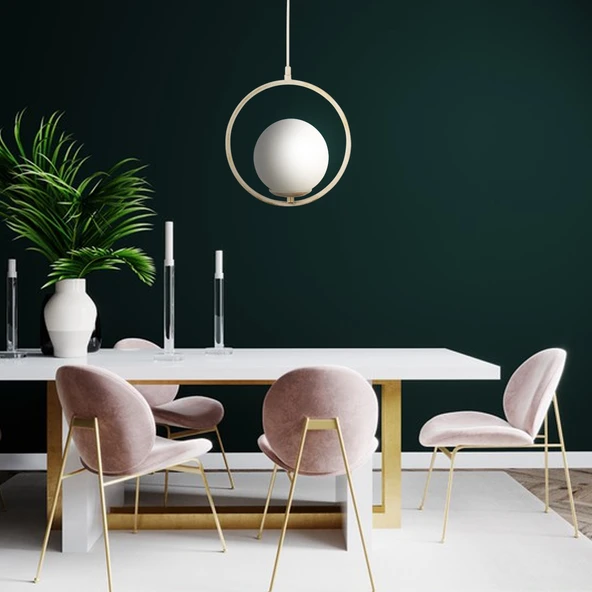 Luis Tekli Beyaz Silme Sarkıt Beyaz Camlı Modern Sarkıt Mutfak Salon Sarkıt Avize - Resim 2