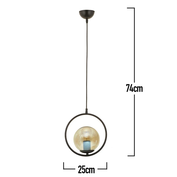 Luis Tekli Siyah Bal Camlı Modern Sarkıt Mutfak Salon Sarkıt Avize - Resim 4