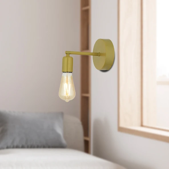 Binay Gold Boyalı Duvar Lambası Yatak Odası-Yatak Başı-Banyo Aplik - Resim 3
