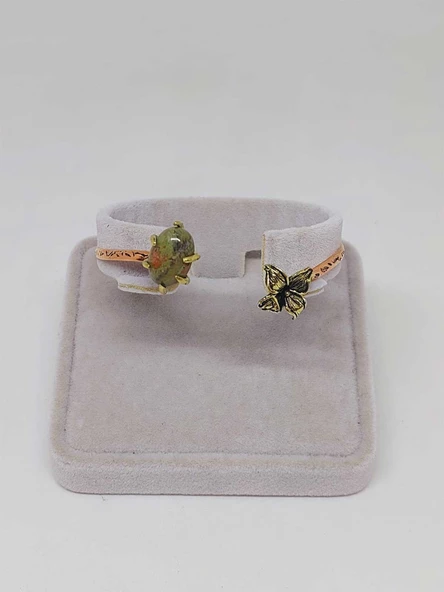 Unakit Taşı Çiçek Motifli Bakır Bileklik (52488) ürün görseli