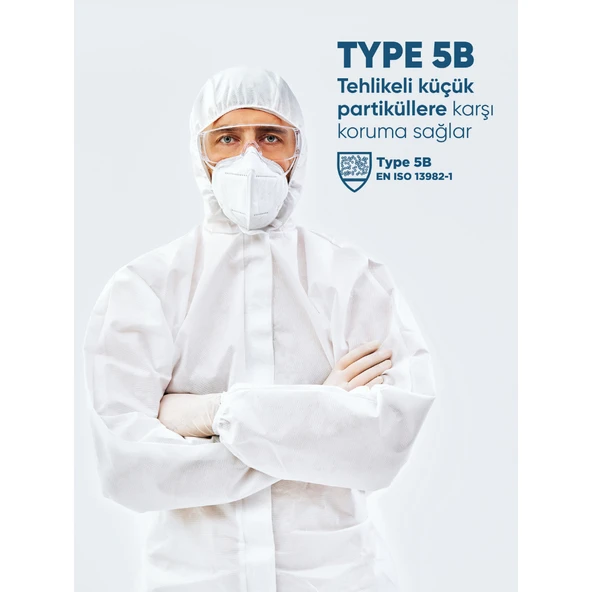 Tek Kullanımlık Koruyucu Tulum Tip 5-6 Ce Onaylı Kaliteli Kimyasal Katı Partikül Kimyasal Koruyucu - Resim 2