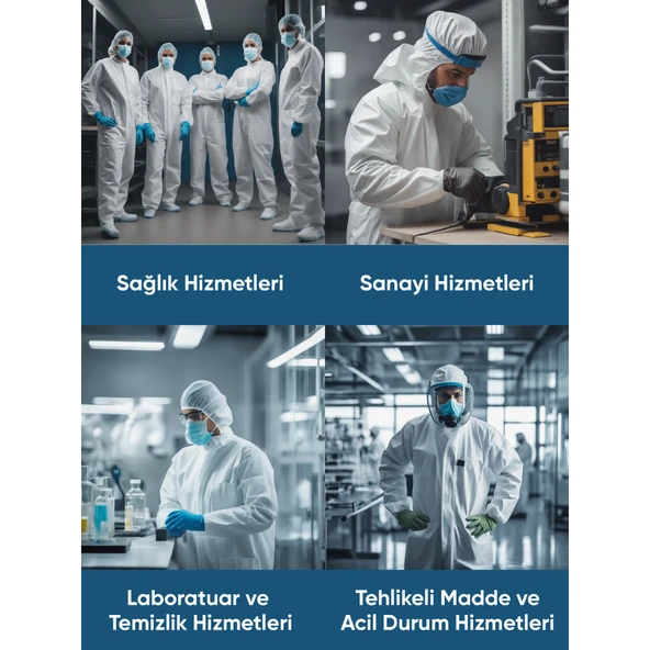 Tek Kullanımlık Koruyucu Tulum Tip 5-6 Ce Onaylı Kaliteli Kimyasal Katı Partikül Kimyasal Koruyucu - Resim 5