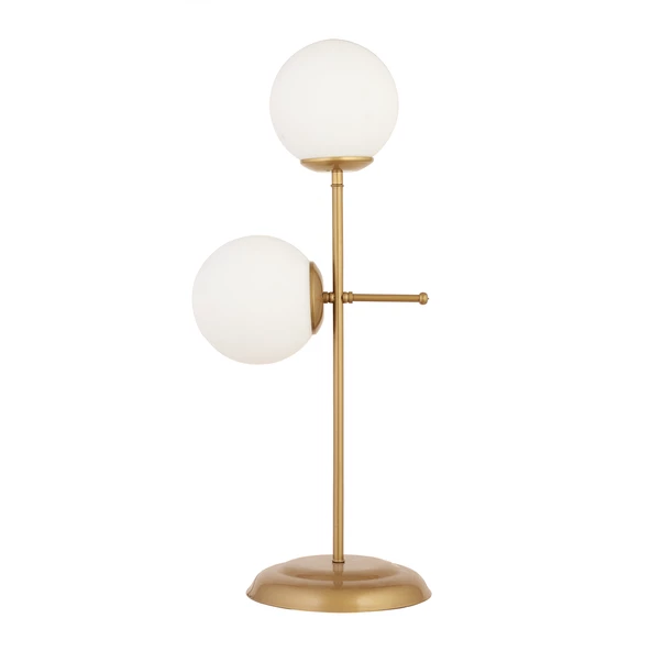 Apliqa Günay 2li Eskitme Beyaz Camlı Masa Lambası Modern Tasarım Salon-Yatak Odası Abajur - Resim 2