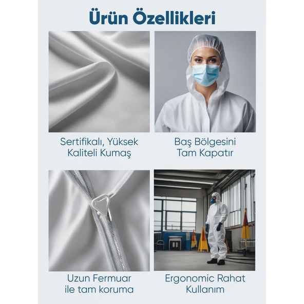 Tek Kullanımlık Koruyucu Tulum Tip 5-6 Ce Onaylı Kaliteli Kimyasal Katı Partikül Kimyasal Koruyucu - Resim 6