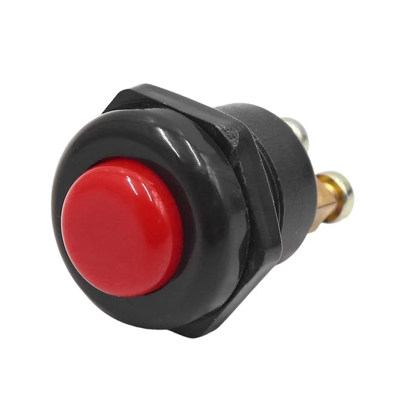 Ayt IC-180A-1 Plastik 22 Mm Kırmızı Metal Marş  Korna Butonu Bas Çek Buton Düğme 2 Pinli - 2