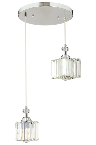 Apliqa Kuğu 2 Li Sarkıt Krom  Kristalli, Taşlı Modern Tasarım Kristal Salon Sarkıt Avize - 4