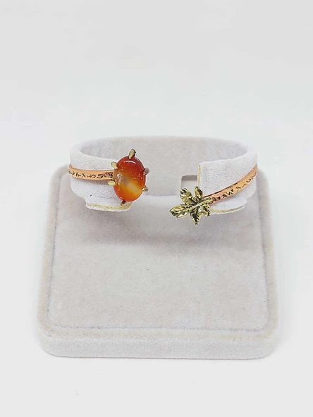 Akik Taşı Yaprak Motifli Bakır Bileklik (52484) ürün görseli