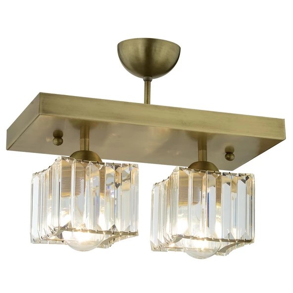 Apliqa Rivia 2 Li Eskitme Plafonyer Kristalli Taşlı Modern Tasarım Kristal Salon Avize - 5