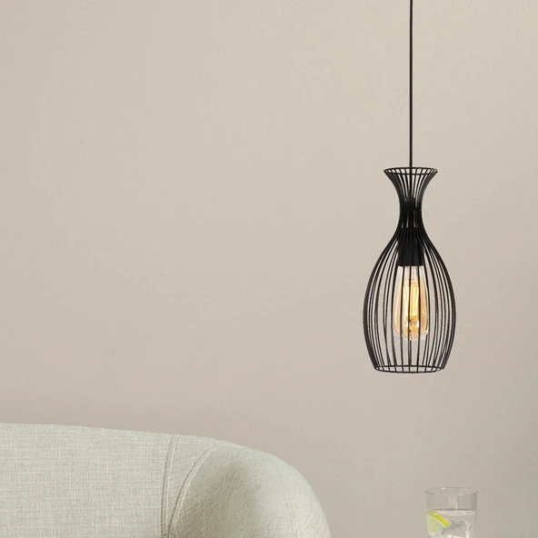 Luti Tekli Telli Siyah Modern Sarkıt Mutfak Salon Sarkıt Avize - Resim 2