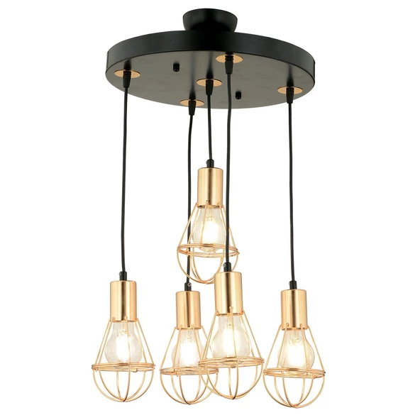 Apliqa Ciri 5 Li Yuvarlak Gold Kaplama Tel Sarkıt Modern Genç Odası Mutfak Oturma Odası Salon Sarkıt Avize - 4