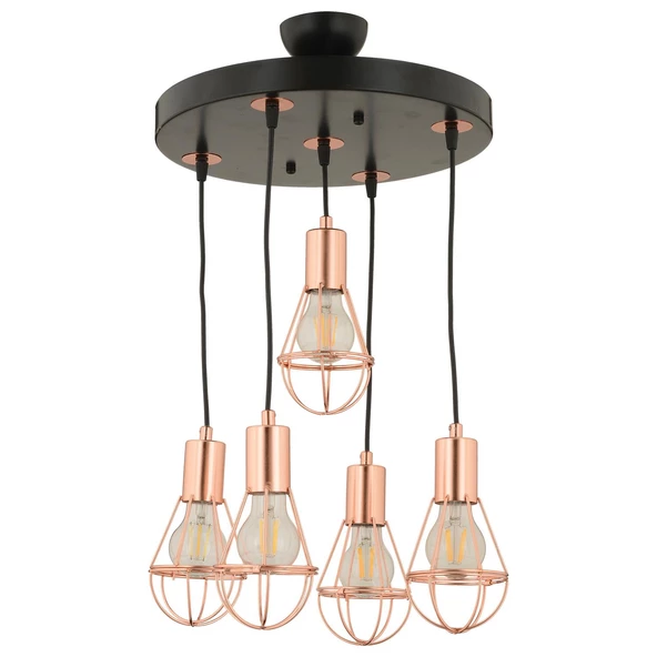 Apliqa Ciri 5 Li Yuvarlak Gold Kaplama Tel Sarkıt Modern Genç Odası Mutfak Oturma Odası Salon Sarkıt Avize - 5