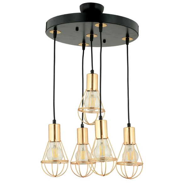 Apliqa Ciri 5 Li Yuvarlak Gold Kaplama Tel Sarkıt Modern Genç Odası Mutfak Oturma Odası Salon Sarkıt Avize - 6