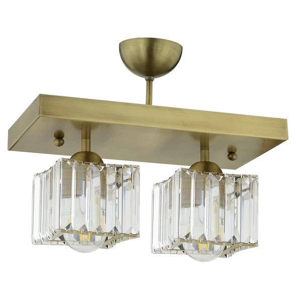 Apliqa Rivia 2 Li Eskitme Plafonyer Kristalli Taşlı Modern Tasarım Kristal Salon Avize - 4