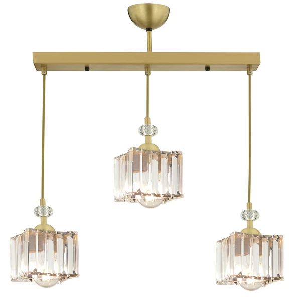 Apliqa Brandy Eskitme 3 Lü Sıralı Sarkıt Kristalli Taşlı Modern Tasarım Kristal Salon Avize - 3