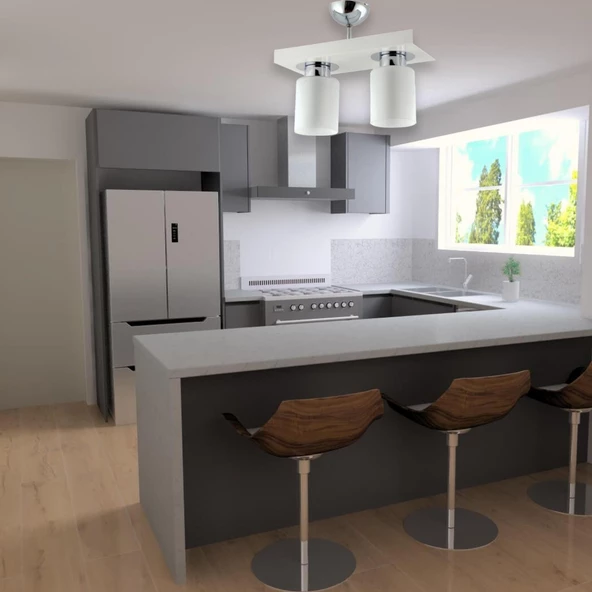 Apliqa Kiaria İkili Modern Plafonyer Genç Odası MutfakYatak Odası Avize - Resim 8