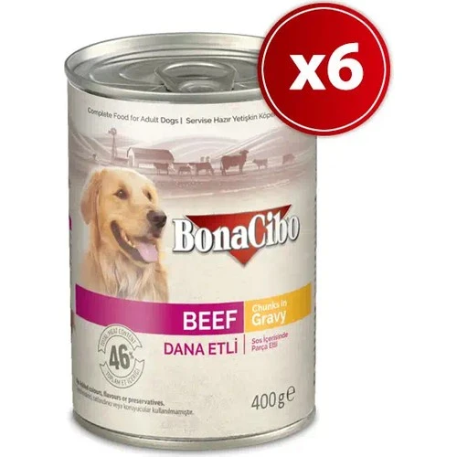 Bonacibo Soslu Dana Etli Yaş Yetişkin Köpek Konserve Maması 400GR x 6 Adet ürün görseli 1