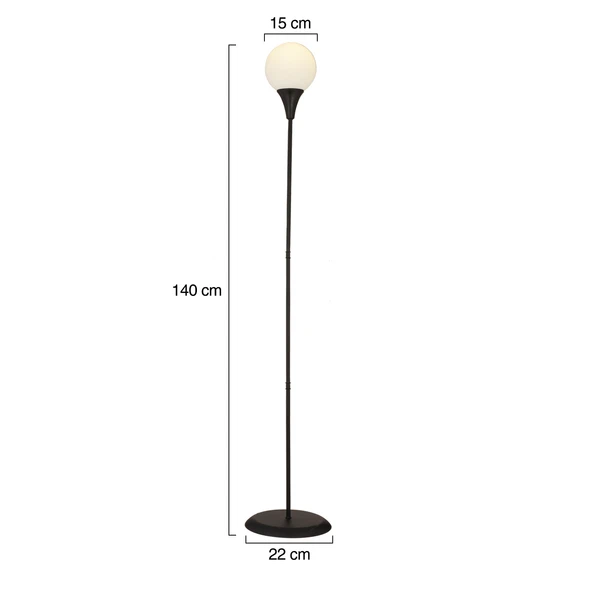 Damla Siyah Beyaz Camlı Modern Tasarım Metal Lambader - Resim 7
