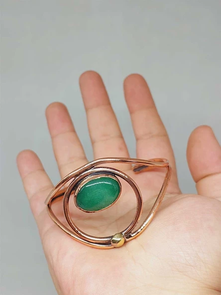 Aventurin Taşı Motifli Bakır Bileklik (52530) - Resim 3