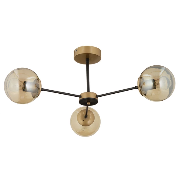 Apliqa Nide 3Lü Siyah Eskitme Bal Camlı Modern Genç Odası Yatak Odası Retro Salon Avize - Resim 2