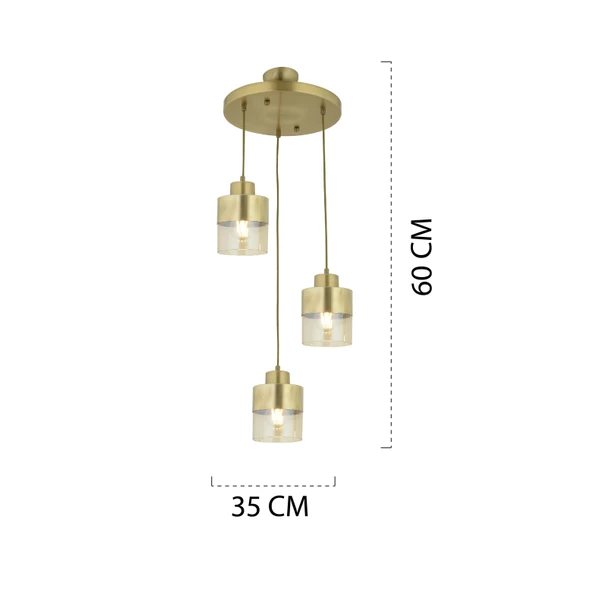 Apliqa Boris 3Lü Yuvarlak Komple Eskitme Sarkıt Modern Genç Odası Mutfak Salon Avize - 9