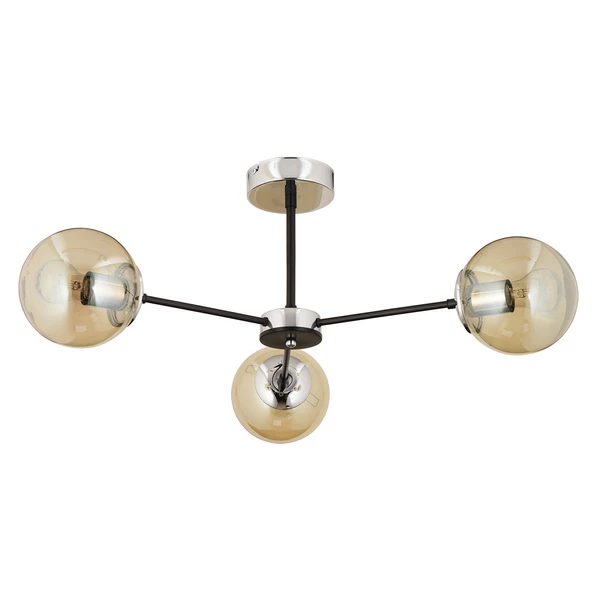 Apliqa Nide 3Lü Siyah Krom Bal Camlı Modern Genç Odası Yatak Odası Retro Salon Avize - Resim 4