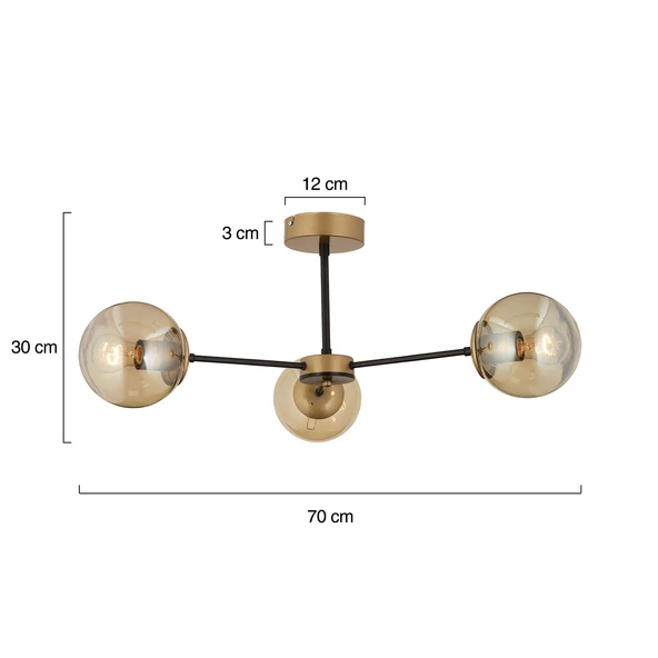 Apliqa Nide 3Lü Siyah Eskitme Bal Camlı Modern Genç Odası Yatak Odası Retro Salon Avize - Resim 9