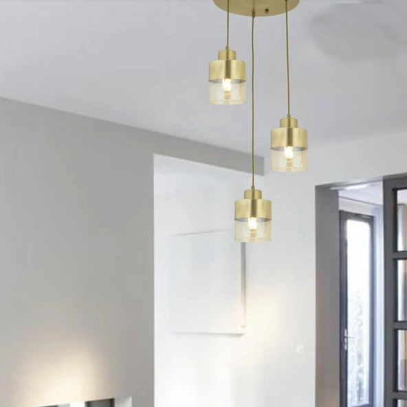 Apliqa Boris 3Lü Yuvarlak Komple Eskitme Sarkıt Modern Genç Odası Mutfak Salon Avize - 3