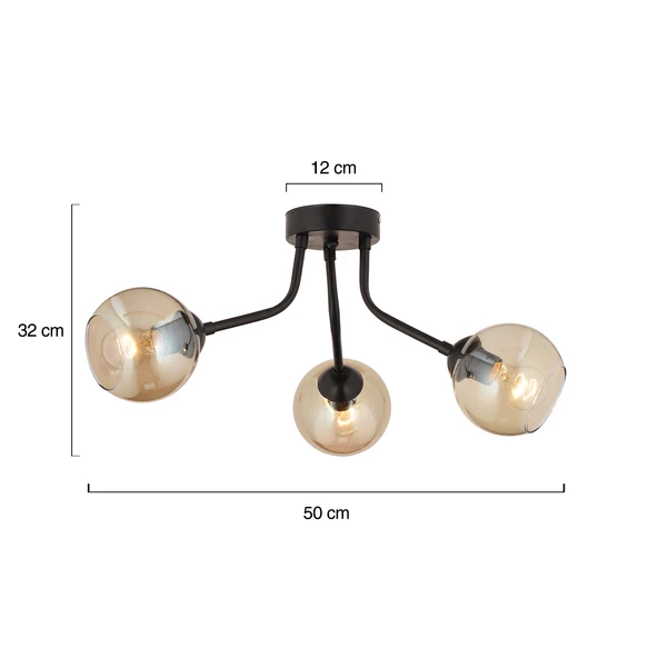 Apliqa David 3 Lü Siyah Bal Camlı Modern Genç Odası Mutfak Retro Salon Avize - Resim 3