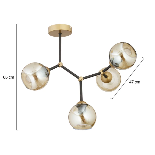Apliqa Liva 4Lü Siyah Eskitme Modern Genç Odası Mutfak Retro Salon Avize - Resim 10