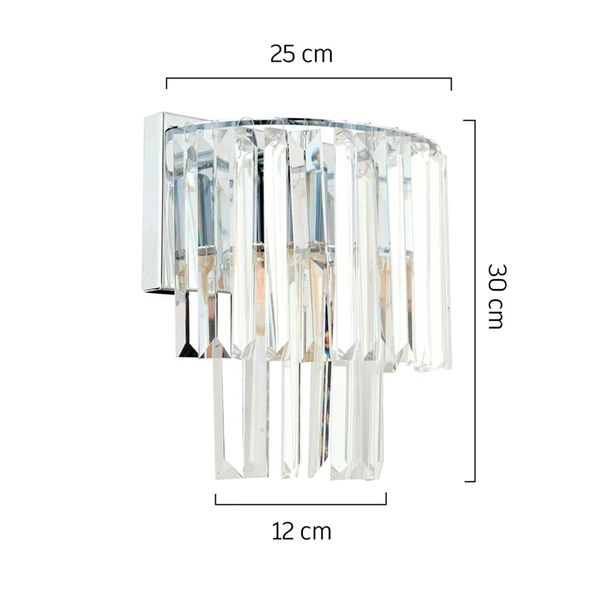 Apliqa Nilüfer Yuvarlak Krom 3 Parça Kristalli Taşlı Modern Tasarım Kristal Salon Avize-Aplik Seti - Resim 2