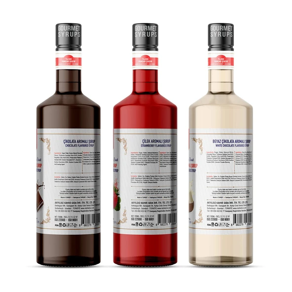 Nish Çikolata Çilek Beyaz Çikolata Şurupları 3 x 700 ML-P - Resim 2