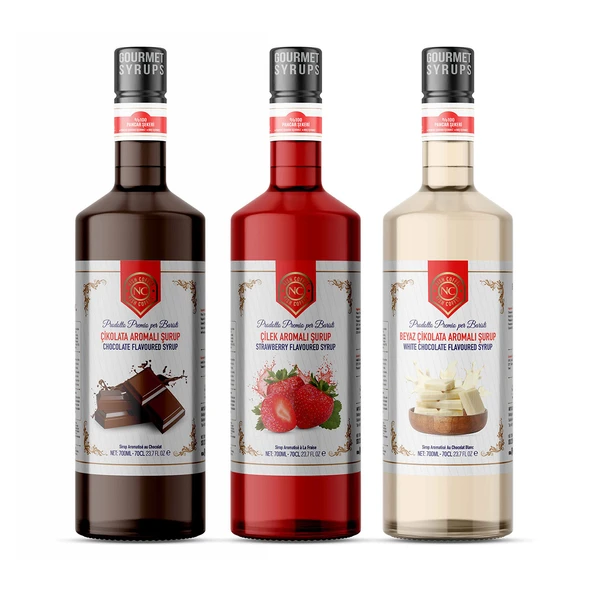 Nish Çikolata Çilek Beyaz Çikolata Şurupları 3 x 700 ML-P ürün görseli