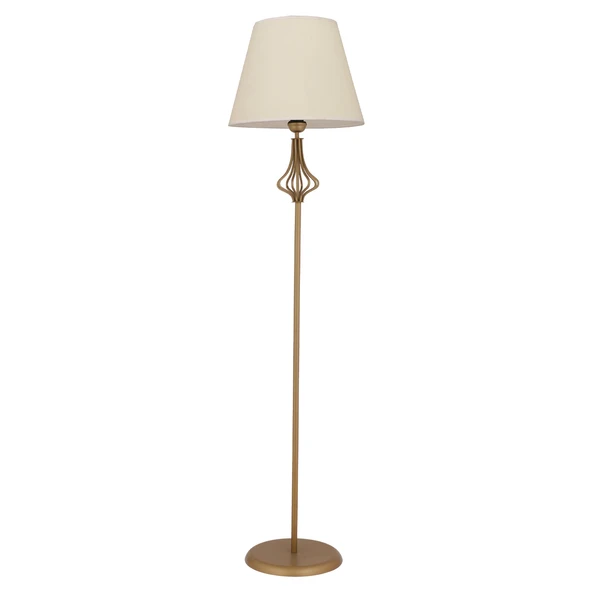 Josefa Beyaz Şapkalı Eskitme Modern Tasarım Ayaklı Abajur Lamba Metal Lambader - Resim 3