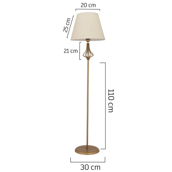 Josefa Beyaz Şapkalı Eskitme Modern Tasarım Ayaklı Abajur Lamba Metal Lambader - Resim 5