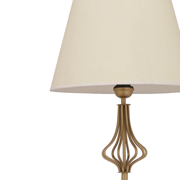 Josefa Beyaz Şapkalı Eskitme Modern Tasarım Ayaklı Abajur Lamba Metal Lambader - Resim 4